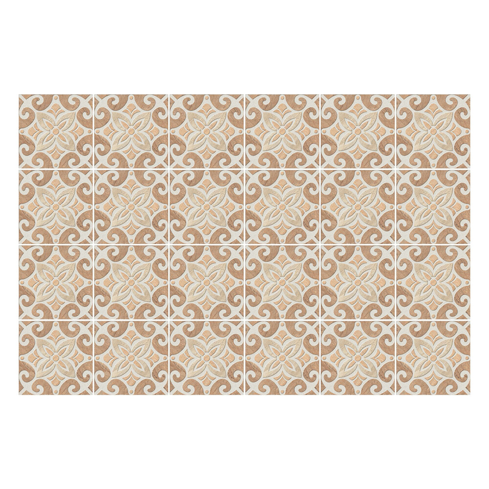 Öntapadós csempe matrica Virágdíszek hullámokkal