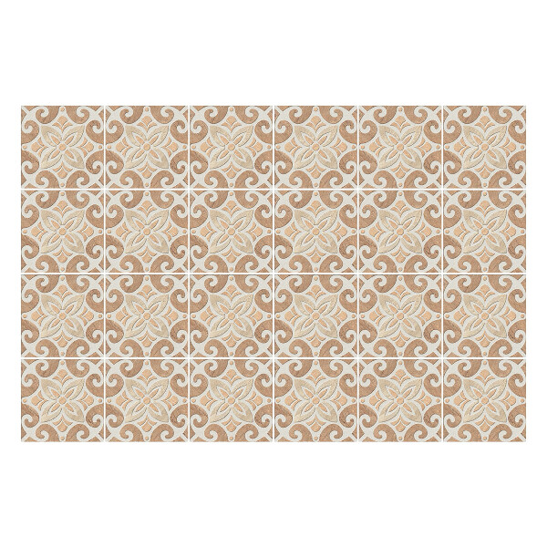 Öntapadós csempe matrica Virágdíszek hullámokkal