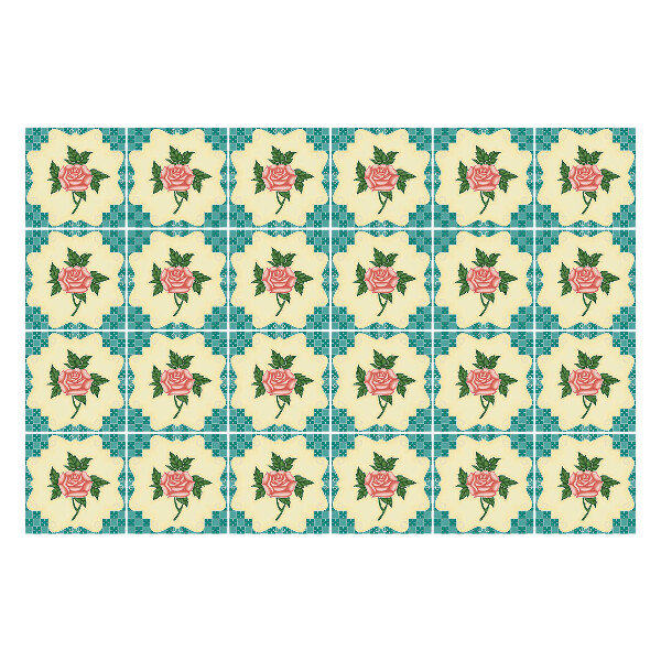 Öntapadós csempe matrica Retro vintage virágok