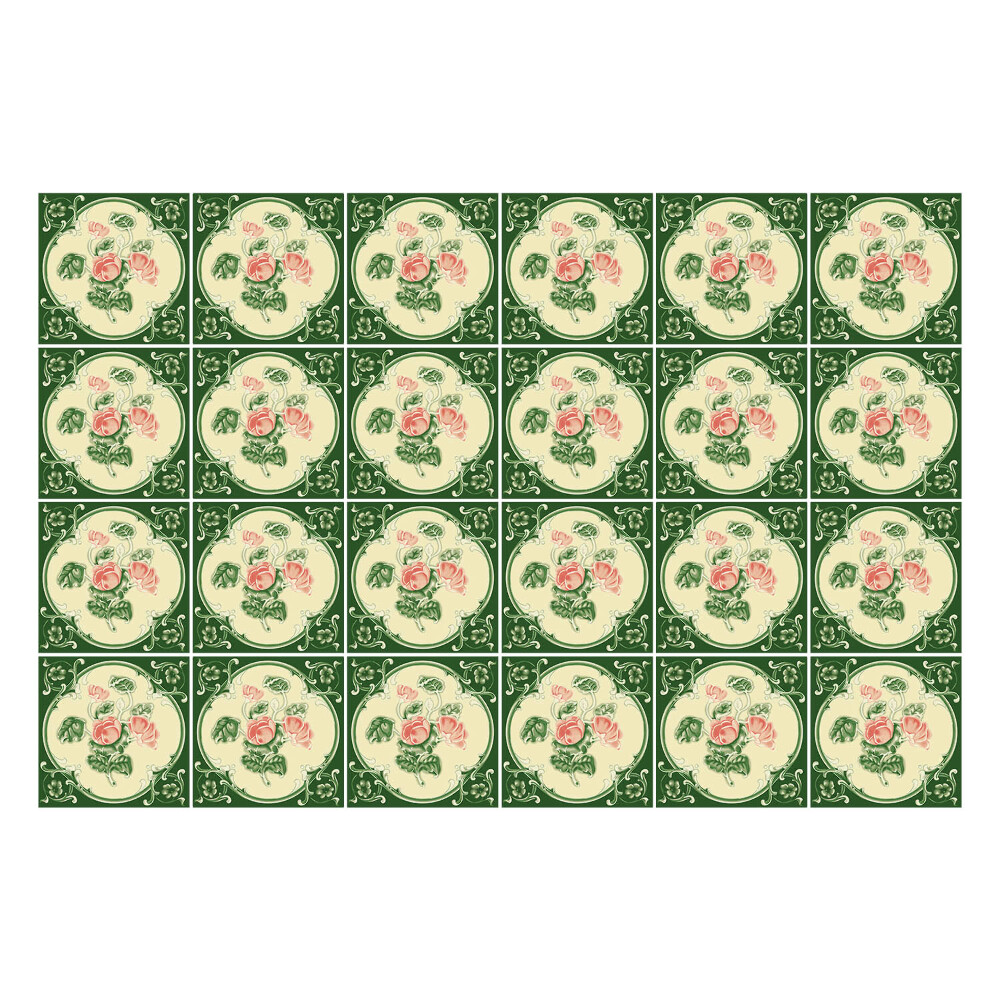 Csempe matrica Virágdíszek körökben