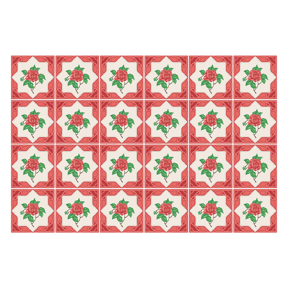 Öntapadós csempe matrica Virágos rózsa motívumok