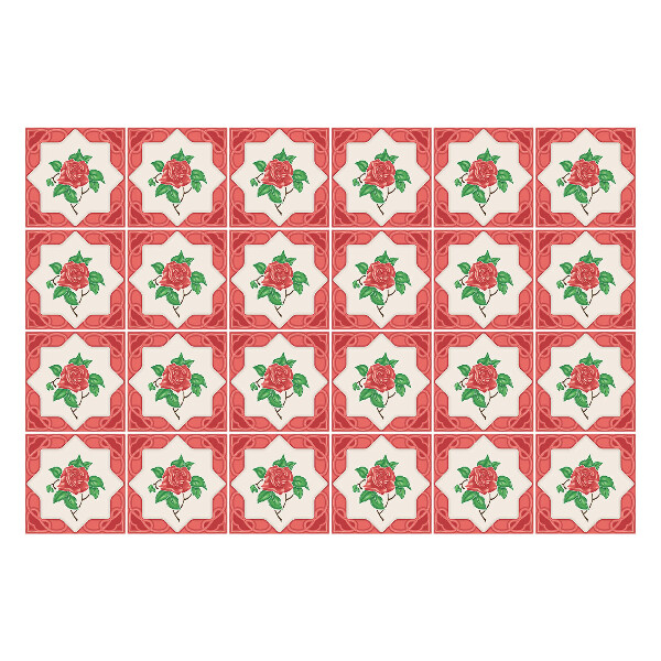 Öntapadós csempe matrica Virágos rózsa motívumok