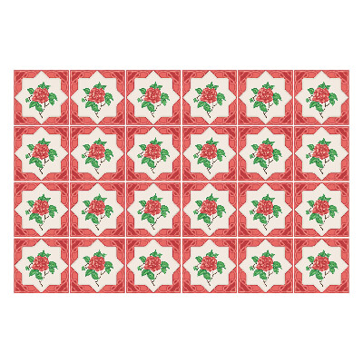 Öntapadós csempe matrica Virágos rózsa motívumok