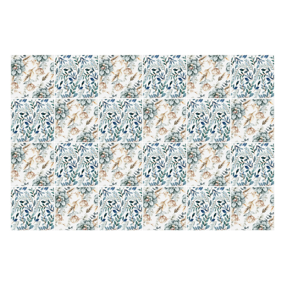 Öntapadós csempe matrica Virágos növényi motívum