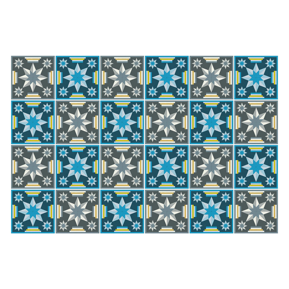 Öntapadós csempe matrica Geometriai csillagok egy rácsban