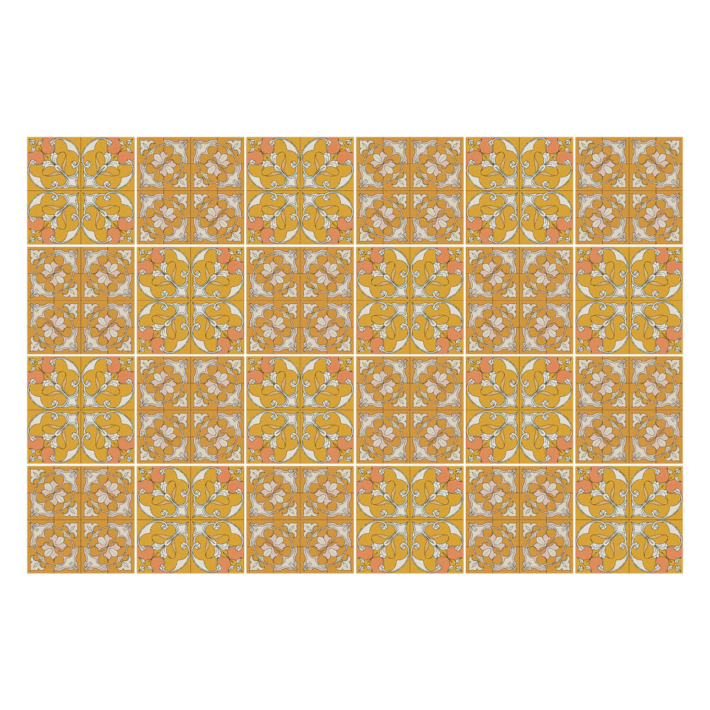 Öntapadós csempe matrica Virágos motívumok keretben