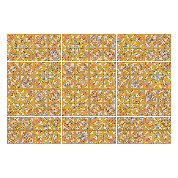 Öntapadós csempe matrica Virágos motívumok keretben