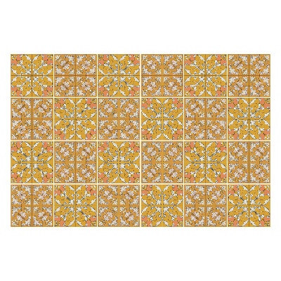 Öntapadós csempe matrica Virágos motívumok keretben