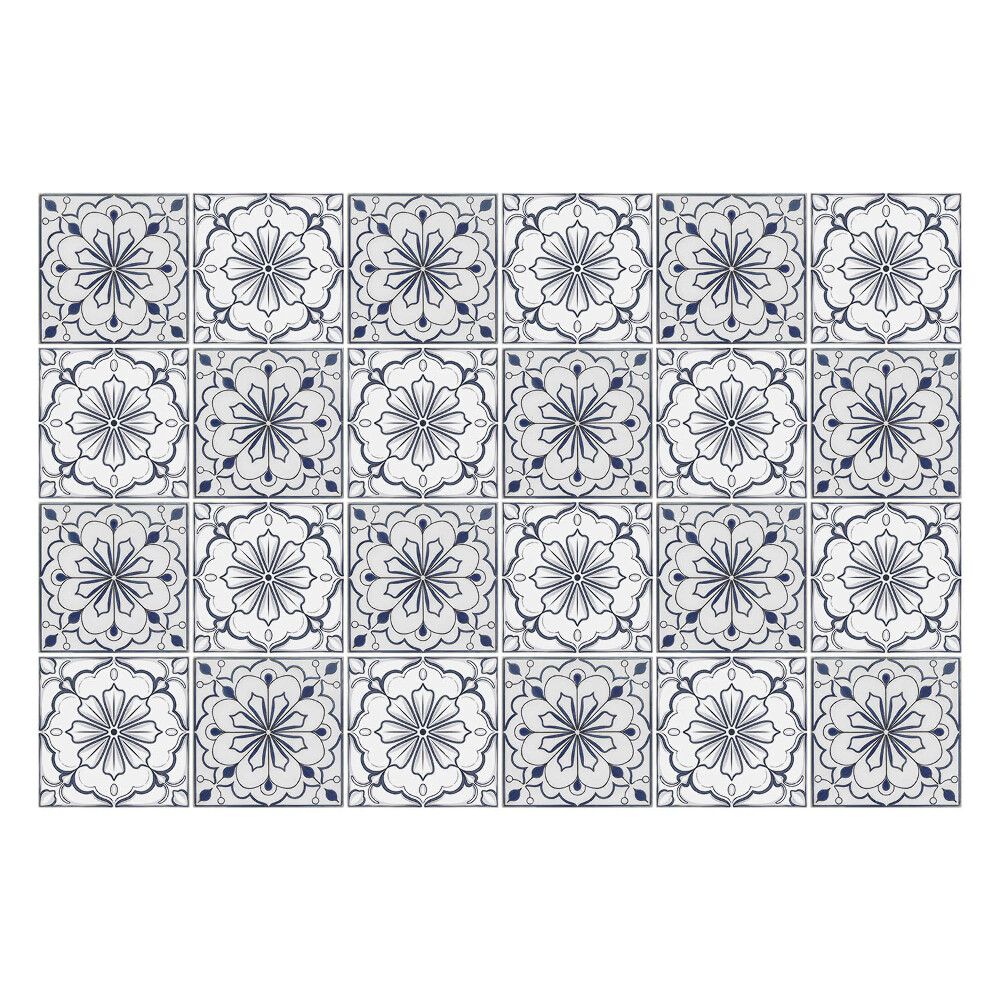 Öntapadós csempe matrica Mozaik virágdíszek