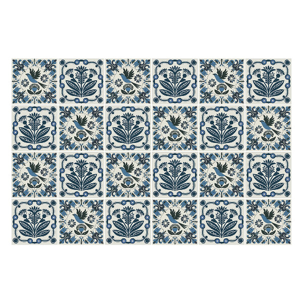 Öntapadós csempe matrica Természet virágok és madarak