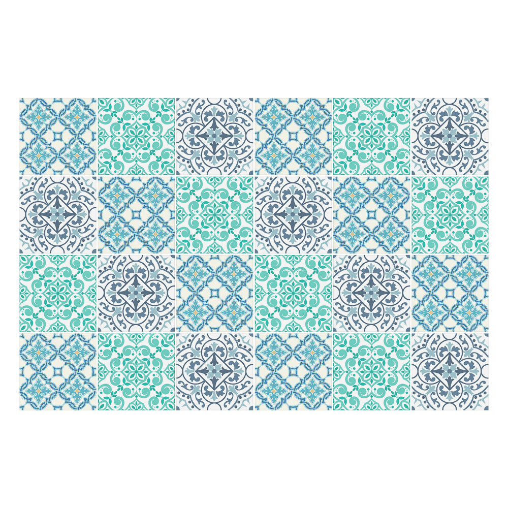 Öntapadós csempe matrica Összeszőtt virágdíszek