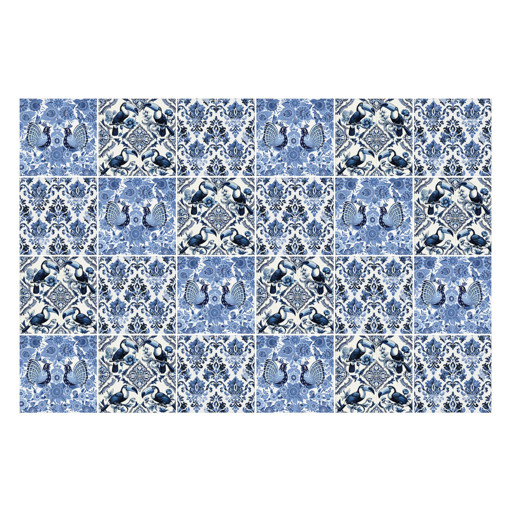 Csempe matrica Virág és madár motívum