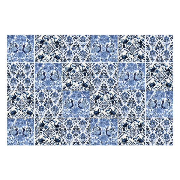 Csempe matrica Virág és madár motívum