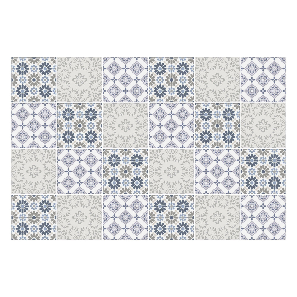 Csempe matrica Kockás virágmotívumok