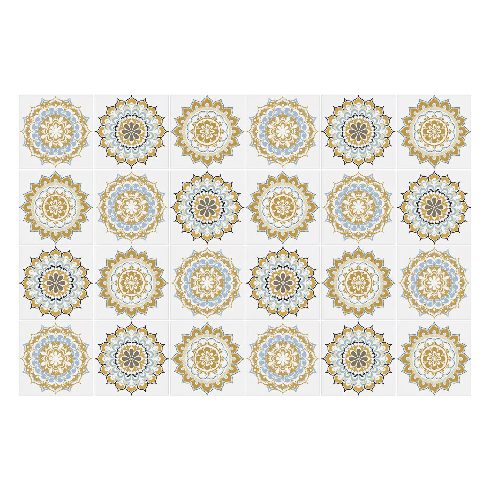 Öntapadós csempe matrica Különböző virágos mandalák