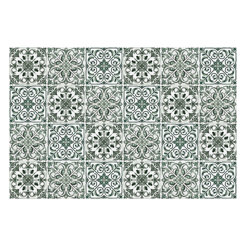 Öntapadós csempe matrica Mintás zöld csempe