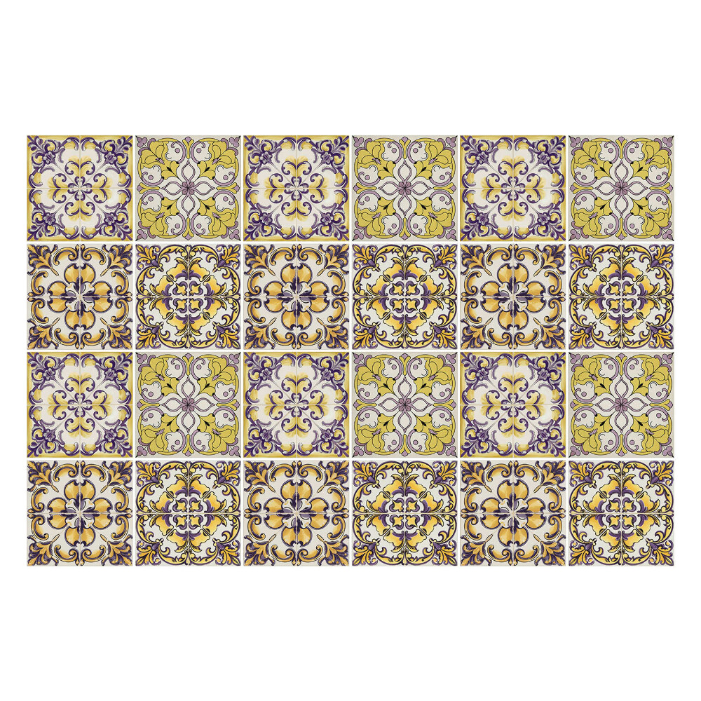 Öntapadós csempe matrica Virágdíszek elrendezésben