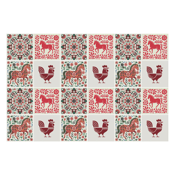Csempe matrica Népi állatmotívumok