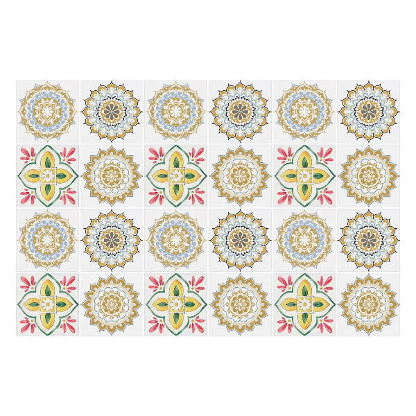 Öntapadós csempe matrica Virágos mandalák és dísztárgyak