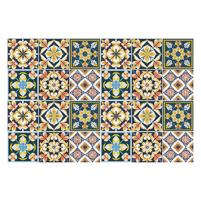 Öntapadós csempe matrica Keleti virágmotívumok