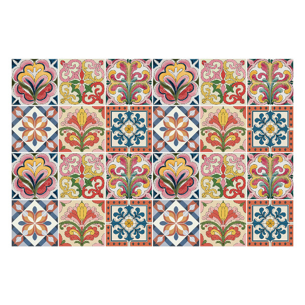 Öntapadós csempe matrica Mozaik virágdíszek