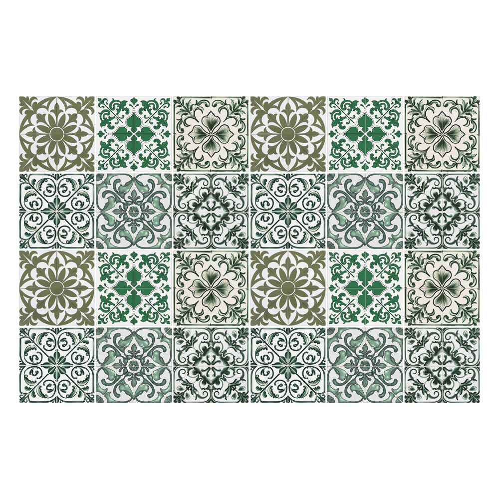 Öntapadós csempe matrica Virágos és geometrikus motívumok