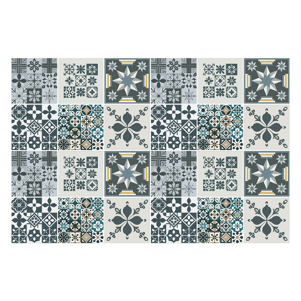 Öntapadós csempe matrica Geometrikus virágok és figurák