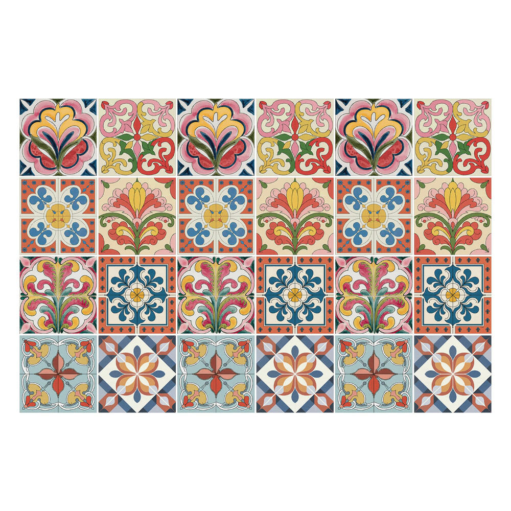 Csempe matrica Retro virágminták