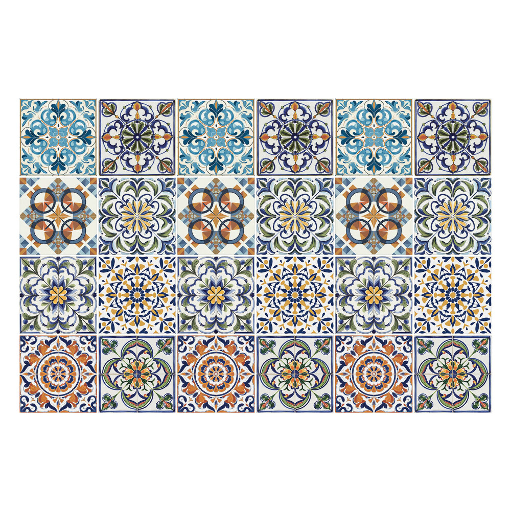 Csempe matrica Virágos és geometrikus motívumok