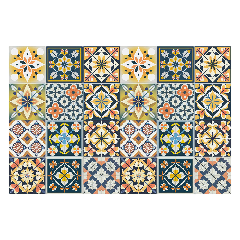 Csempe matrica Virágmotívumok az elrendezésben