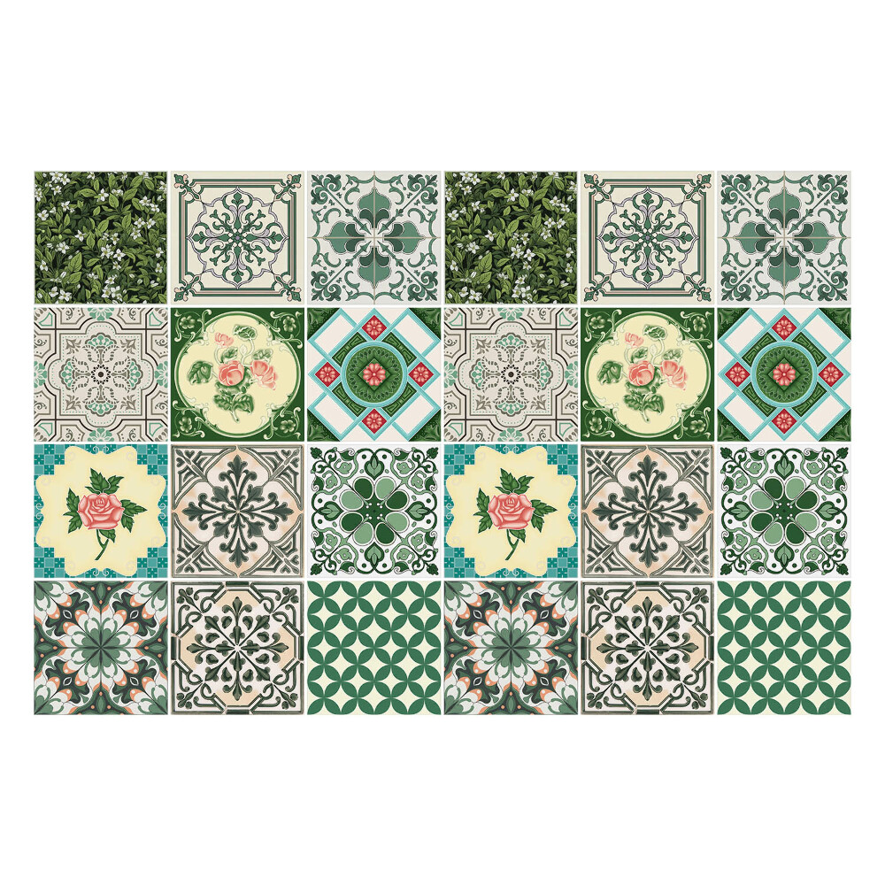 Csempe matrica Virágos motívumok és levelek