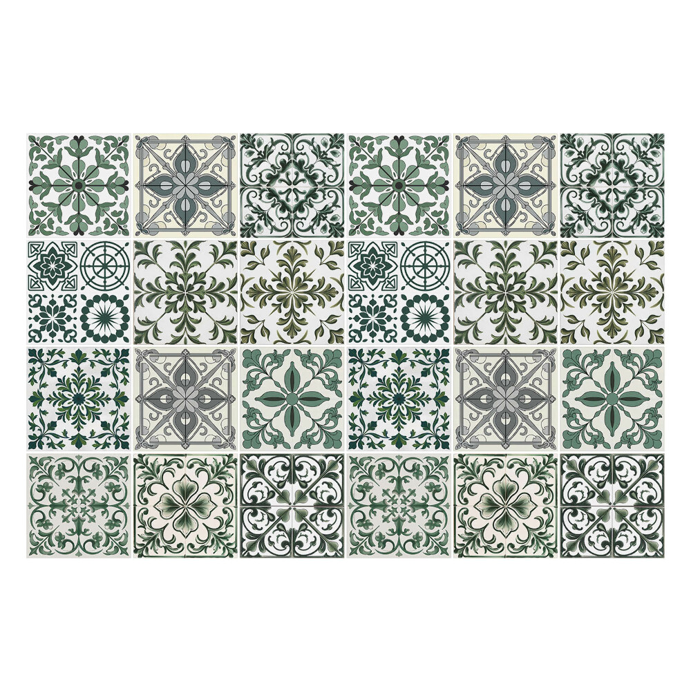 Öntapadós csempe matrica Mozaik virágdíszek