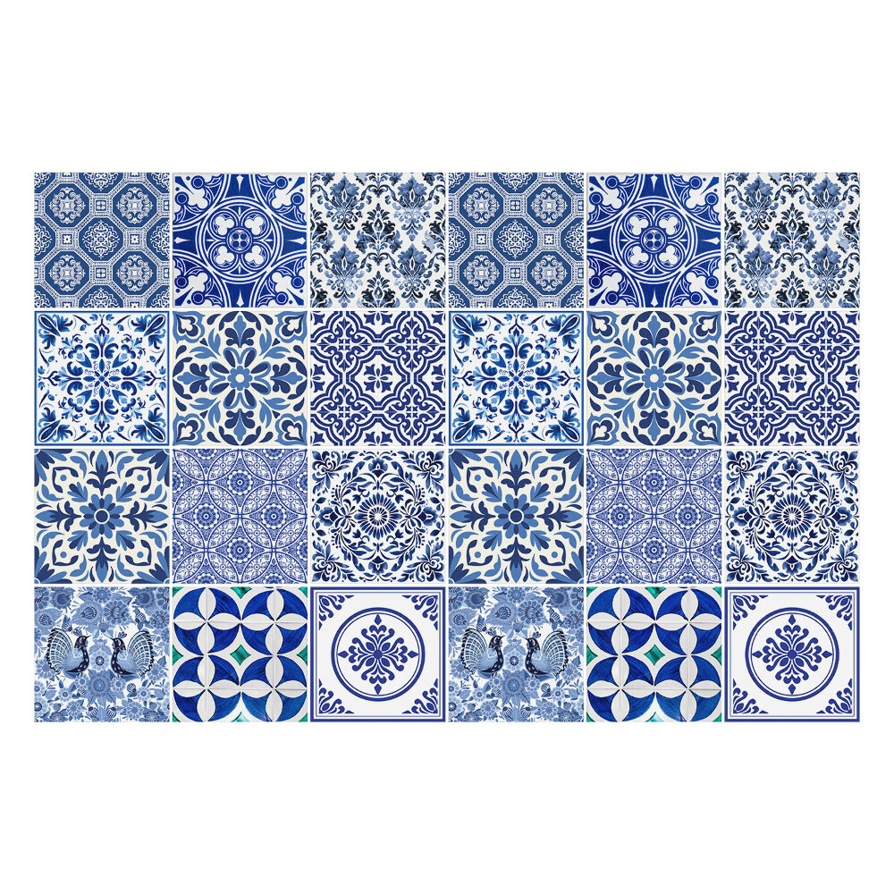 Öntapadós csempe matrica Virágos és geometrikus motívumok