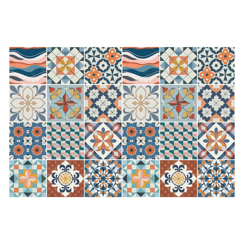 Öntapadós csempe matrica Színes keleti motívumok