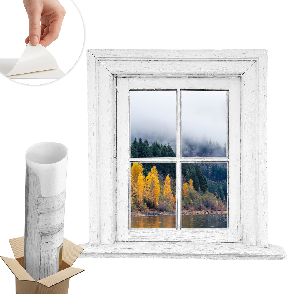 Dekoratív ablak falmatrica 102x100 Ablak tájkép