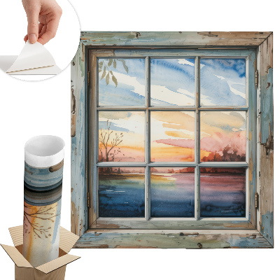 Dekoratív ablak falmatrica 93x100 Ablak akvarellek