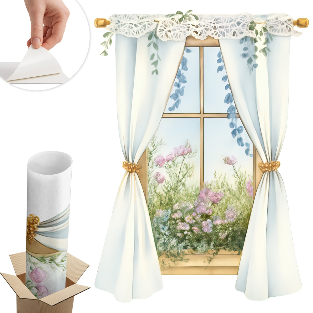 Dekoratív ablak falmatrica 73x100 Függönyök kilátással