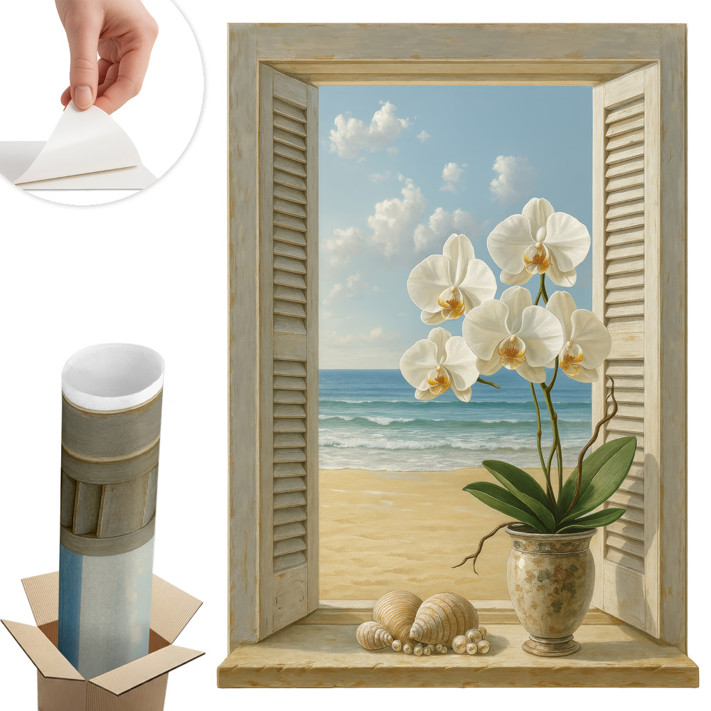 Dekoratív ablak falmatrica 72x100 Tengeri ablak