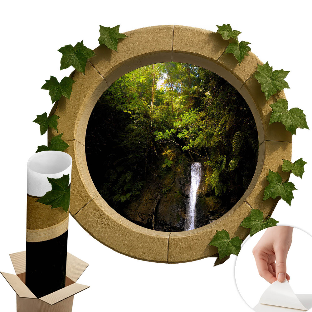 Dekoratív ablak falmatrica 100x87 Zöld táj