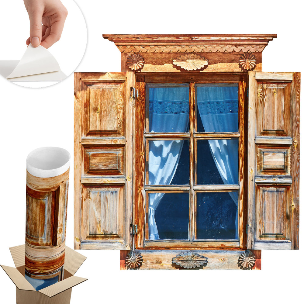 Dekoratív ablak falmatrica 125x130 Rusztikus ablak