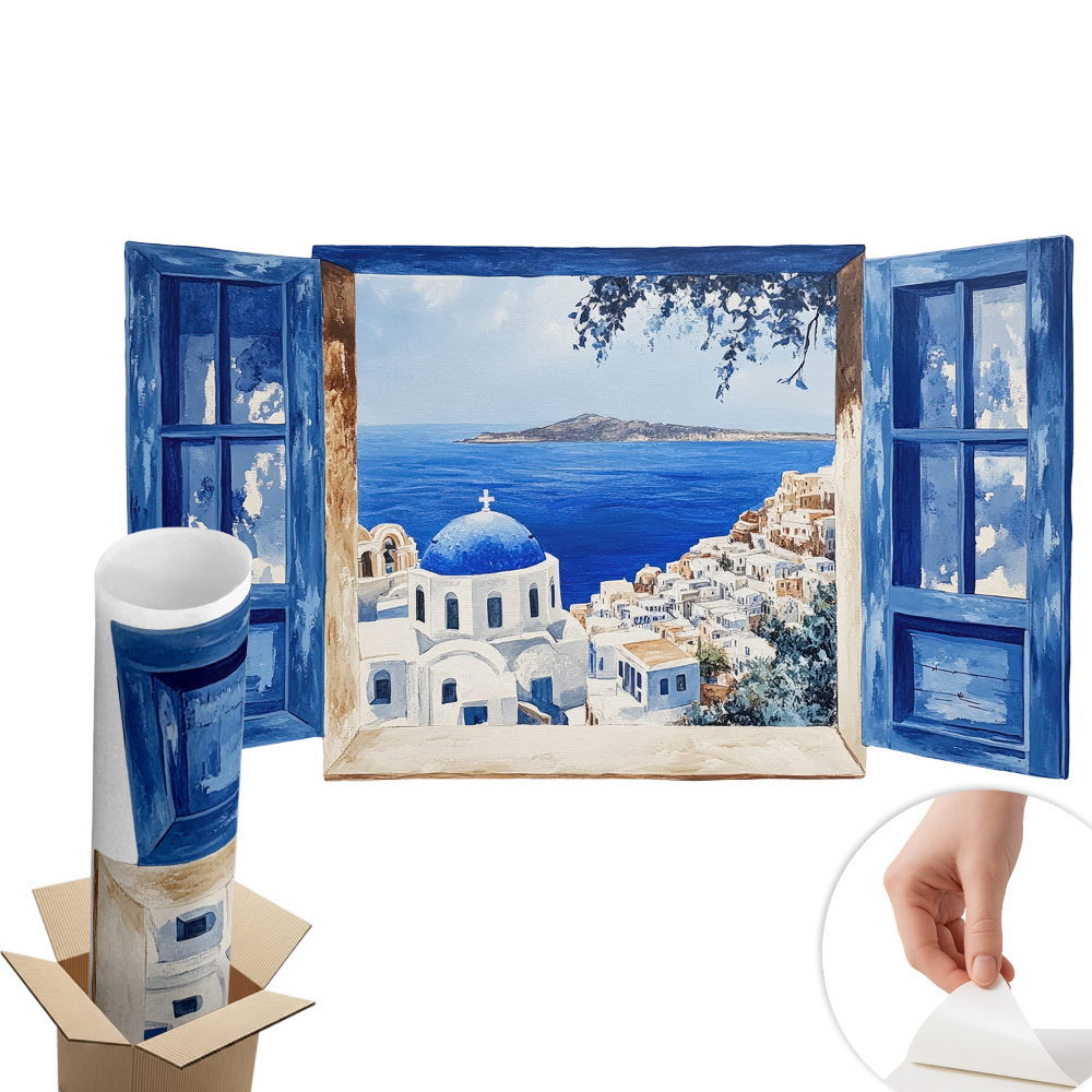 Dekoratív ablak falmatrica 130x75 Görög táj