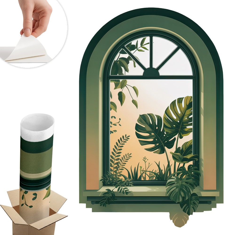 Dekoratív ablak falmatrica 86x130 Zöld ablak