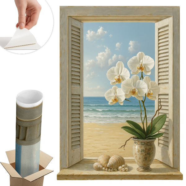 Dekoratív ablak falmatrica 94x130 Tengeri ablak