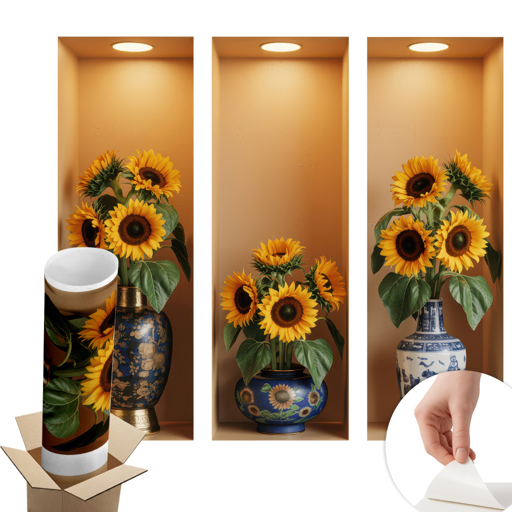 3d hatású falmatrica 130x118 Napraforgó csokrok