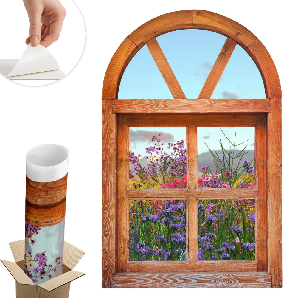 3d ablak falmatrica 39x60 Virágablak