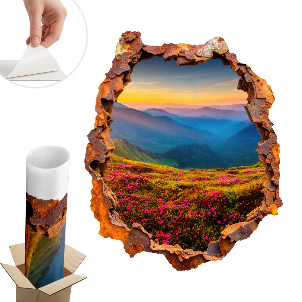 3D falmatrica lyuk 50x60 Virágos hegyek