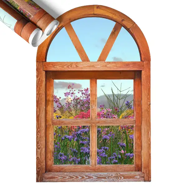 3d ablak falmatrica 52x80 Virágablak