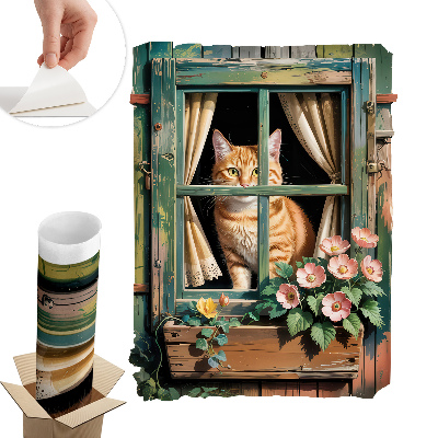 3d ablak falmatrica 60x80 Cica az ablakban