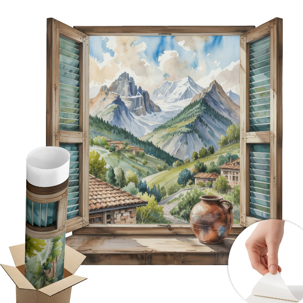 3d ablak falmatrica 80x74 Hegyi táj