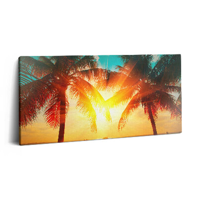 Vászonfotó 100x50 Nyaralási kilátás - pálmafák naplementében